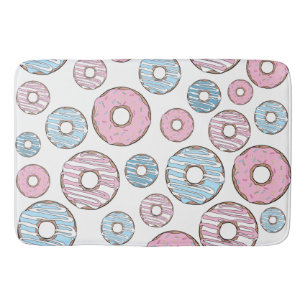 patroon van donuts, roze donuts, blauwe donuts badmat