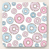 patroon van donuts, roze donuts, blauwe donuts bier onderzetter (Voorkant)