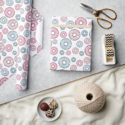 patroon van donuts, roze donuts, blauwe donuts cadeaupapier (Crafts)