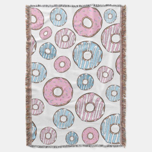 patroon van donuts, roze donuts, blauwe donuts deken (Voorkant Verticaal)