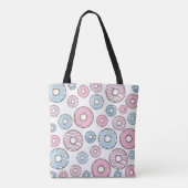 patroon van donuts, roze donuts, blauwe donuts draagtas (Achterkant)