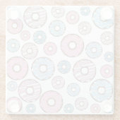 patroon van donuts, roze donuts, blauwe donuts glazen onderzetter (Achterkant)
