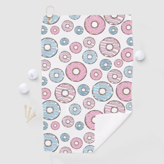 patroon van donuts, roze donuts, blauwe donuts golfhanddoek (Insitu)