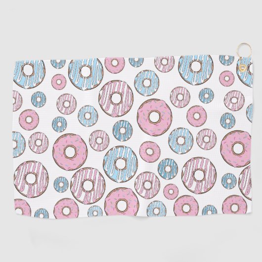 patroon van donuts, roze donuts, blauwe donuts golfhanddoek (Horizontaal)