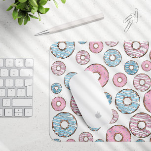 patroon van donuts, roze donuts, blauwe donuts muismat
