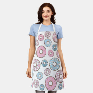 patroon van donuts, roze donuts, blauwe donuts schort