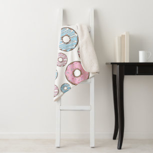 patroon van donuts, roze donuts, blauwe donuts sherpa deken