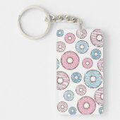 patroon van donuts, roze donuts, blauwe donuts sleutelhanger (Voorkant)