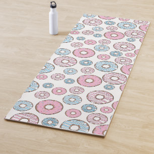 patroon van donuts, roze donuts, blauwe donuts yogamat
