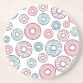 patroon van donuts, roze donuts, blauwe donuts zandsteen onderzetter (Voorkant)