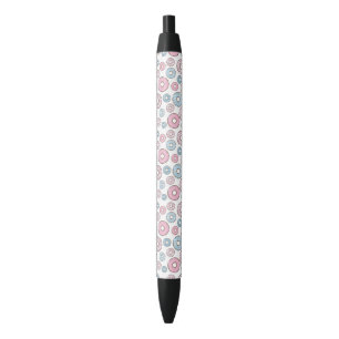 patroon van donuts, roze donuts, blauwe donuts zwarte inkt pen