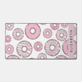 Patroon van donuts, roze donuts, ijs, Jouw naam Bureaumat (Voorkant)