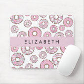 Patroon van donuts, roze donuts, ijs, Jouw naam Muismat (Met muis)