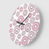 patroon van donuts, roze donuts, sproeten grote klok (Hoek)