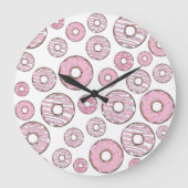 patroon van donuts, roze donuts, sproeten grote klok (Voorkant)