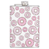 patroon van donuts, roze donuts, sproeten heupfles (Voorkant)
