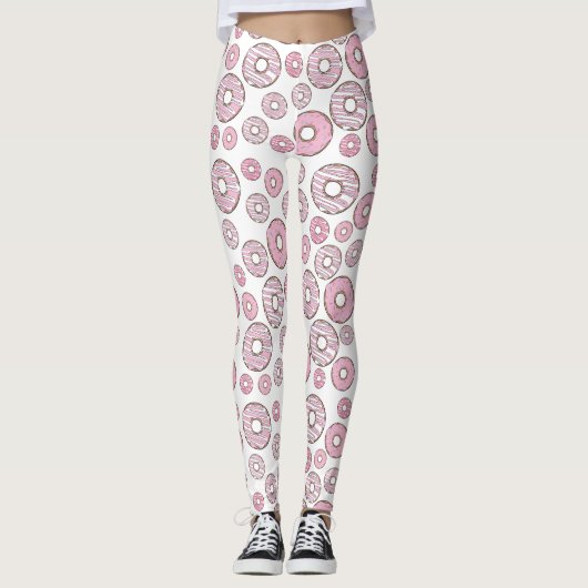 patroon van donuts, roze donuts, sproeten leggings (Voorkant)