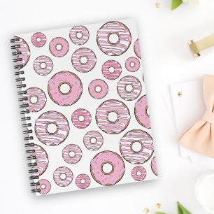patroon van donuts, roze donuts, sproeten notitieboek