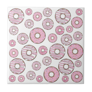 patroon van donuts, roze donuts, sproeten tegeltje