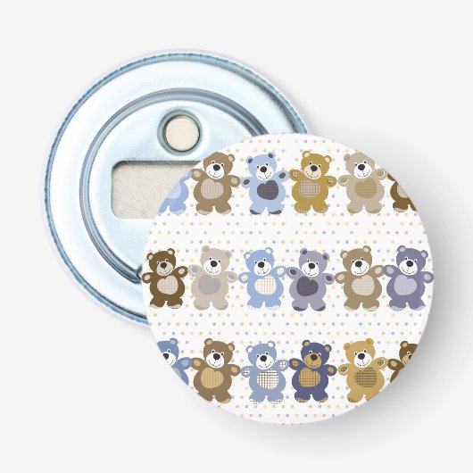 patroon van een teddybeer op speelgoed button flesopener (Voorkant)