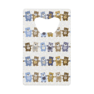 patroon van een teddybeer op speelgoed kredietkaart flessenopener