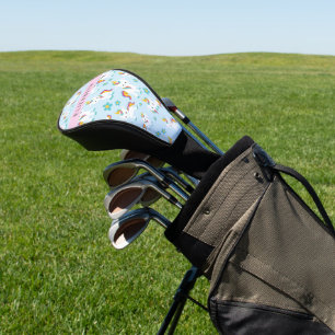 Patroon van eenhoorns, leuke eenhoorns, Jouw naam Golfheadcover