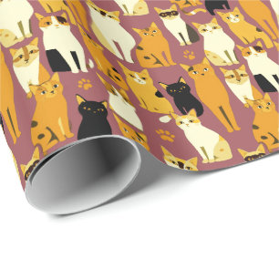 Patroon van gember, zwarte en witte katten cadeaupapier