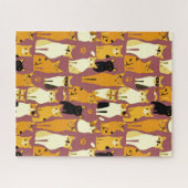 Patroon van gember, zwarte en witte katten legpuzzel (Horizontaal)