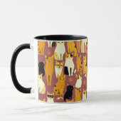 Patroon van gember, zwarte en witte katten mok (Links)