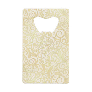 patroon van goudflorale bladeren kredietkaart flessenopener