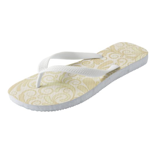 patroon van goudflorale bladeren teenslippers (Schuin)