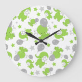 Patroon van groene olifanten, luifantennestelaars, grote klok (Voorkant)