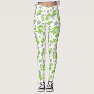 Patroon van groene olifanten, luifantennestelaars, leggings