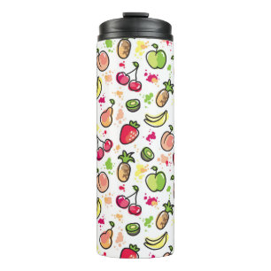 patroon van handgemaakte vruchten thermosbeker