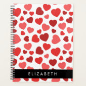 Patroon van harten, rode harten, Jouw naam Planner (Voorkant)