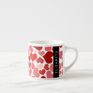 Patroon van harten, rode harten, liefde, Jouw naam Espresso Kop
