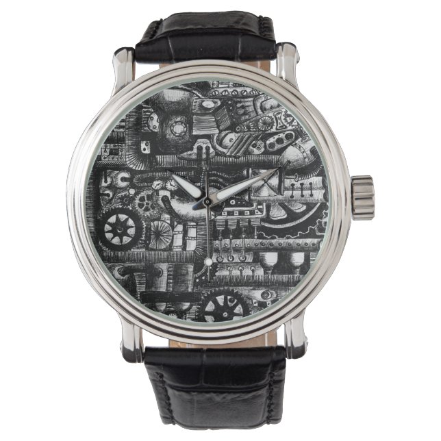 patroon van het mechanisme van het steampunktekenm horloge (Voorkant)