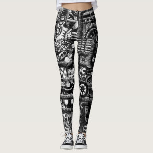 patroon van het mechanisme van het steampunktekenm leggings