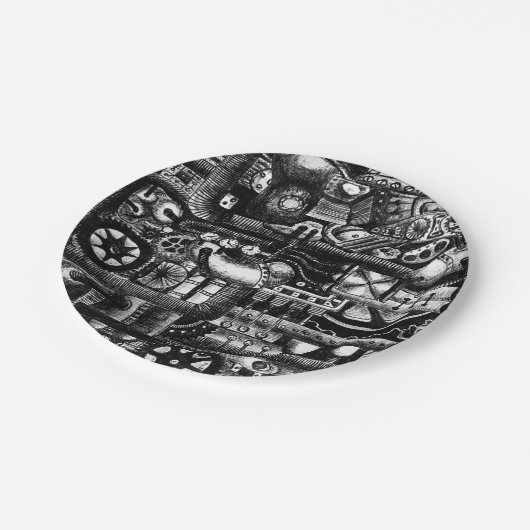 patroon van het mechanisme van het steampunktekenm papieren bordje (Gekanteld)