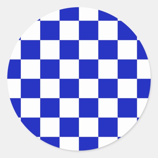 Patroon van het Royal Blue and White Checker Board Ronde Sticker (Voorkant)