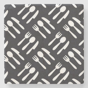 patroon van het vorkspleetmes stenen onderzetter