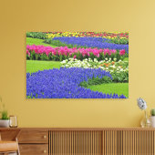 Patroon van Hyacint en Tulpenbloemen in Keukenhof Canvas Afdruk (Insitu (Woonkamer))