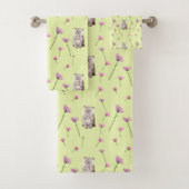 patroon van kat en bloemen bad handdoek (Insitu)