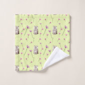 patroon van kat en bloemen bad handdoek (Wasdoekje)