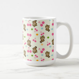 patroon van kat en kersen koffiemok
