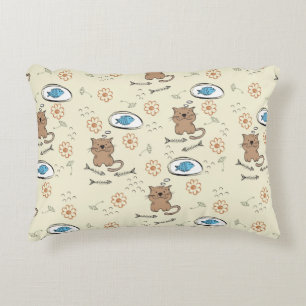 patroon van kat en vis accent kussen