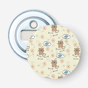 patroon van kat en vis button flesopener