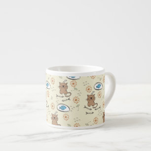 patroon van kat en vis espresso kop