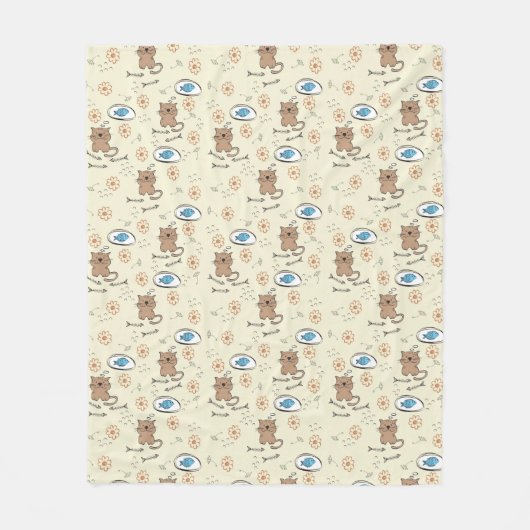 patroon van kat en vis fleece deken (Voorkant)