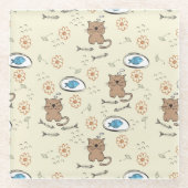 patroon van kat en vis glazen onderzetter (Voorkant)